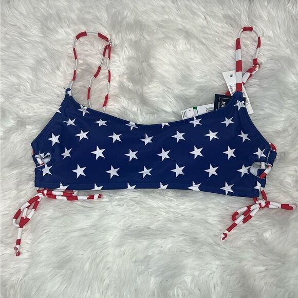 NWT California Waves classic stars/stripes juniors size large cutout bikini top - Picture 4 of 6
